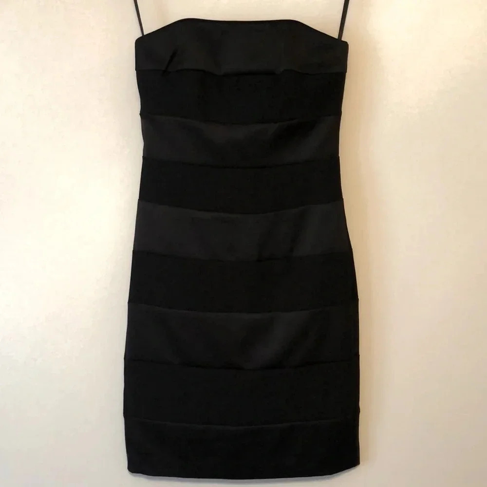 White House Black Market Black Formal Satin Sheath Dress NWT